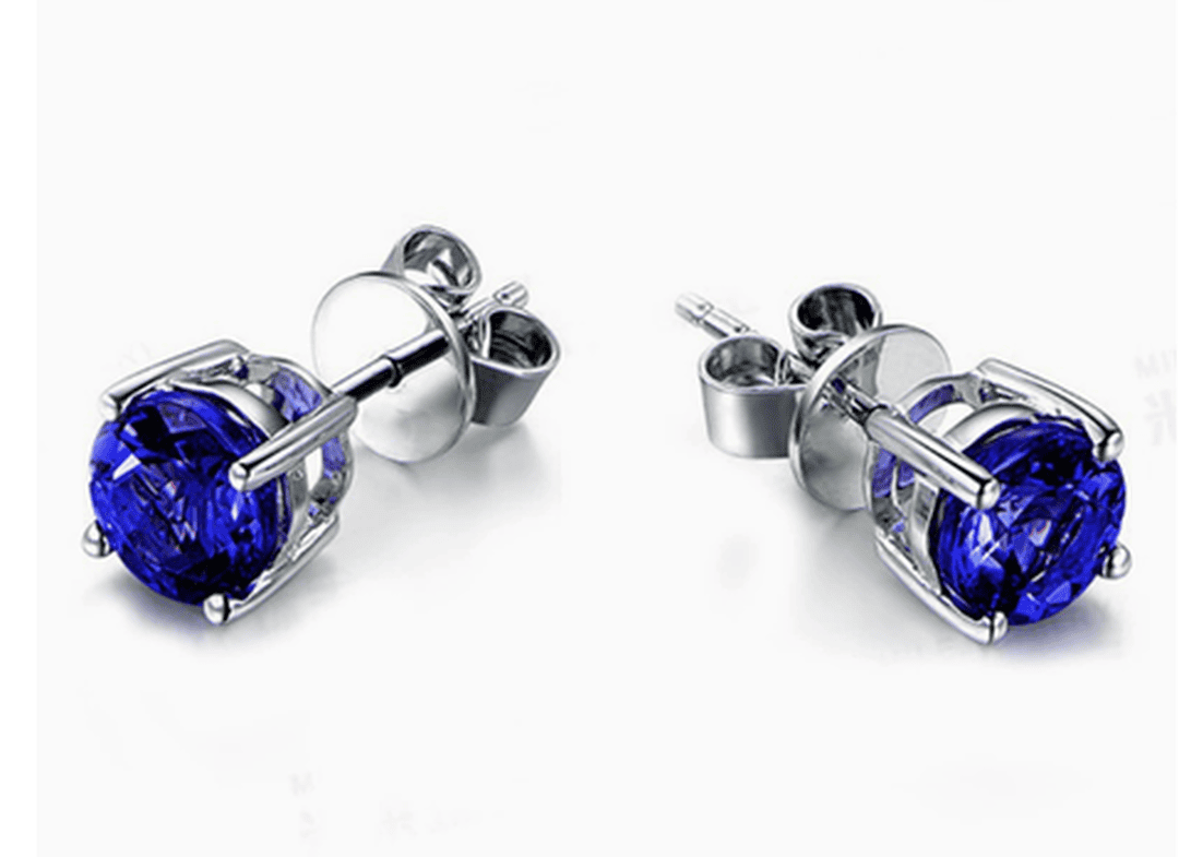 Talia — Minimalist Princess Cut Sapphire Stud Earrings