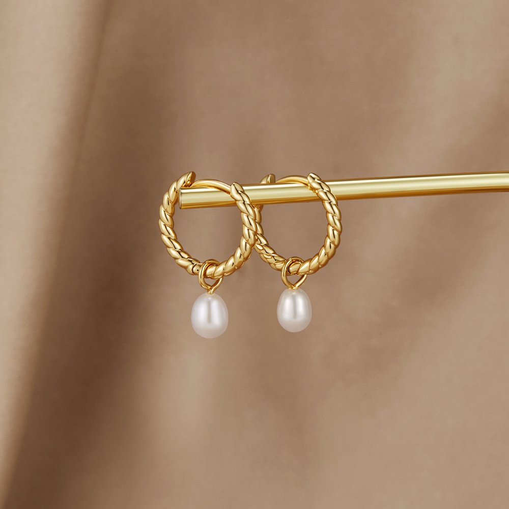 Ornella — Pearl Twist Hoop Earrings