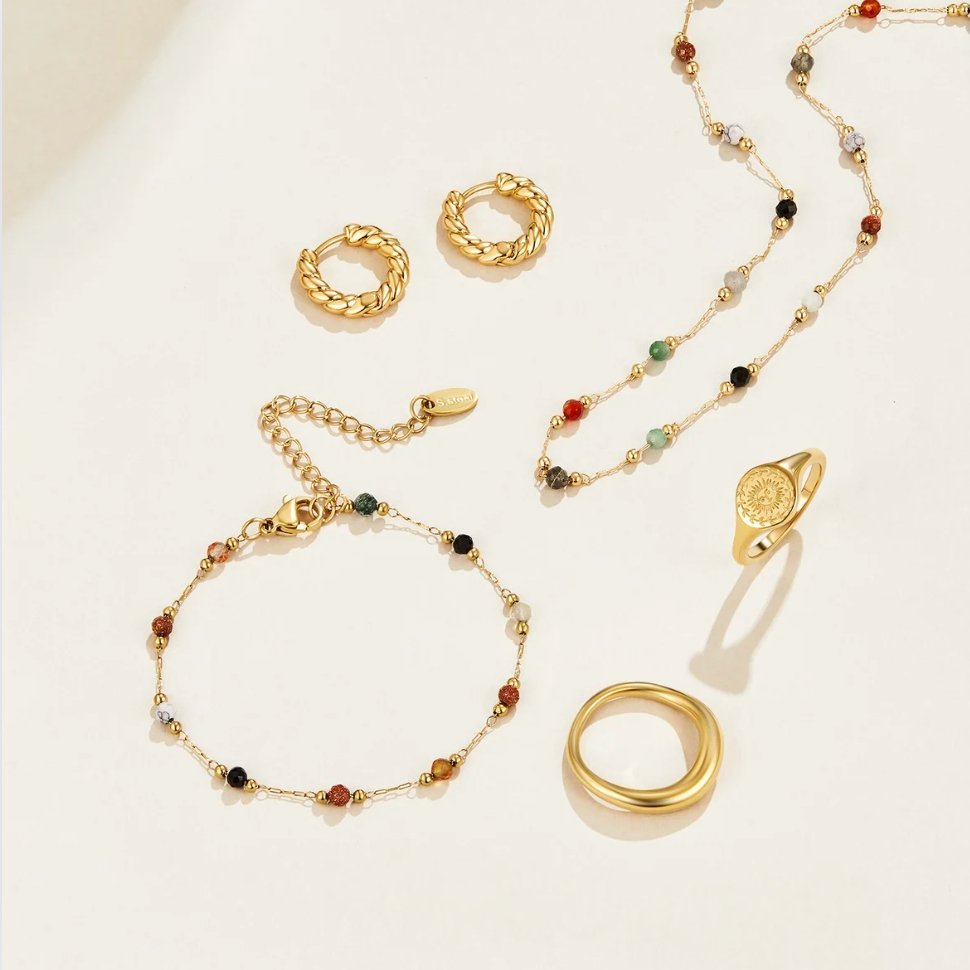 Debora — Beaded Stone Necklace