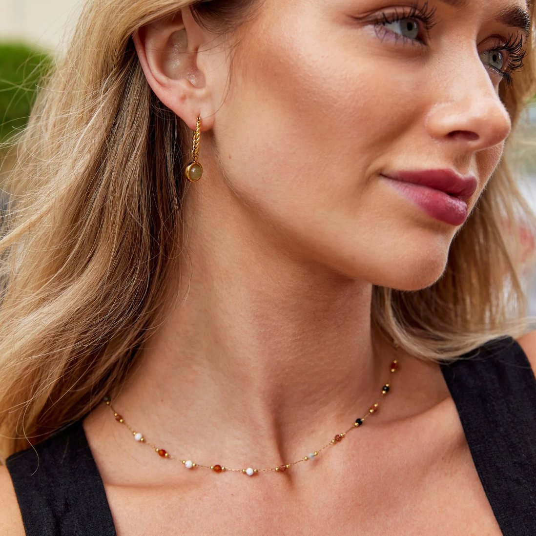Debora — Beaded Stone Necklace