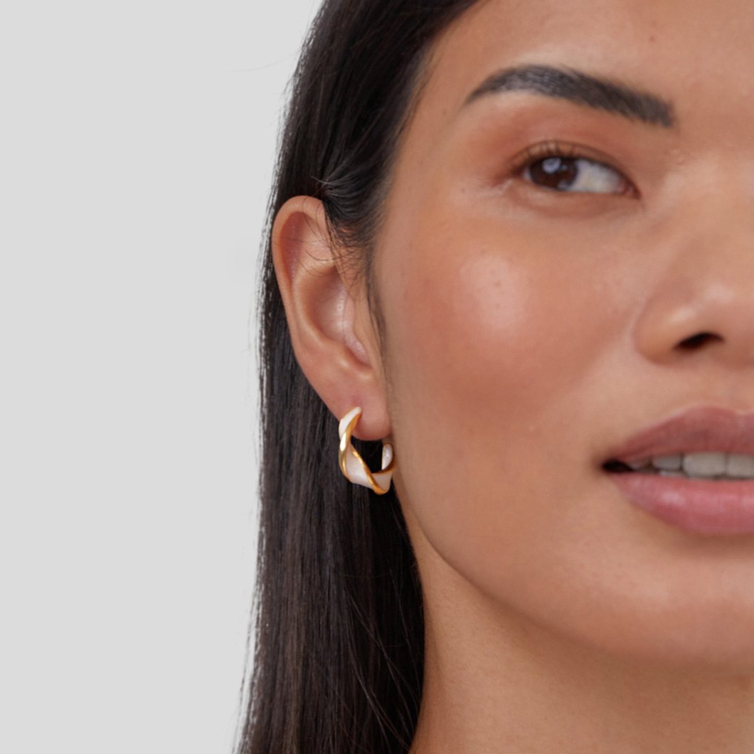 Brigida — Mother-of-Pearl Twist Hoop Earrings