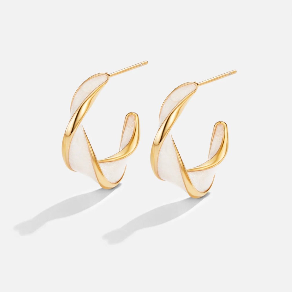 Brigida — Mother-of-Pearl Twist Hoop Earrings