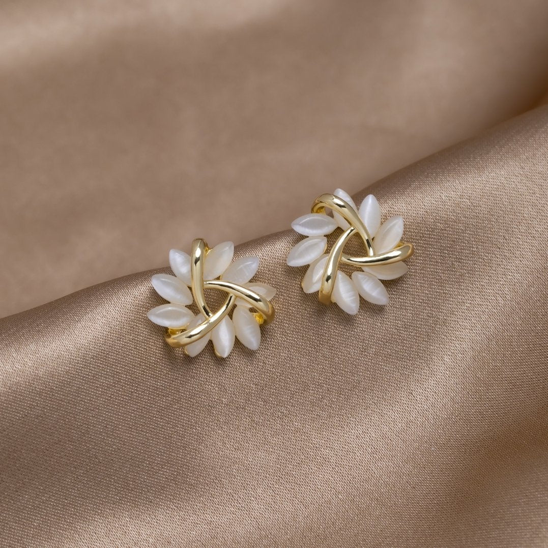 Delia — Opal Petal Gold Earrings