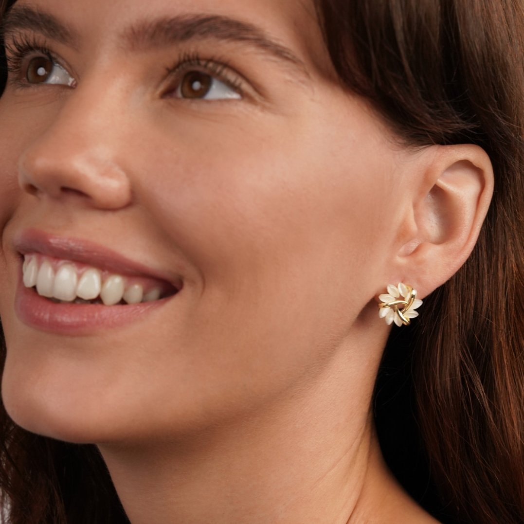 Delia — Opal Petal Gold Earrings