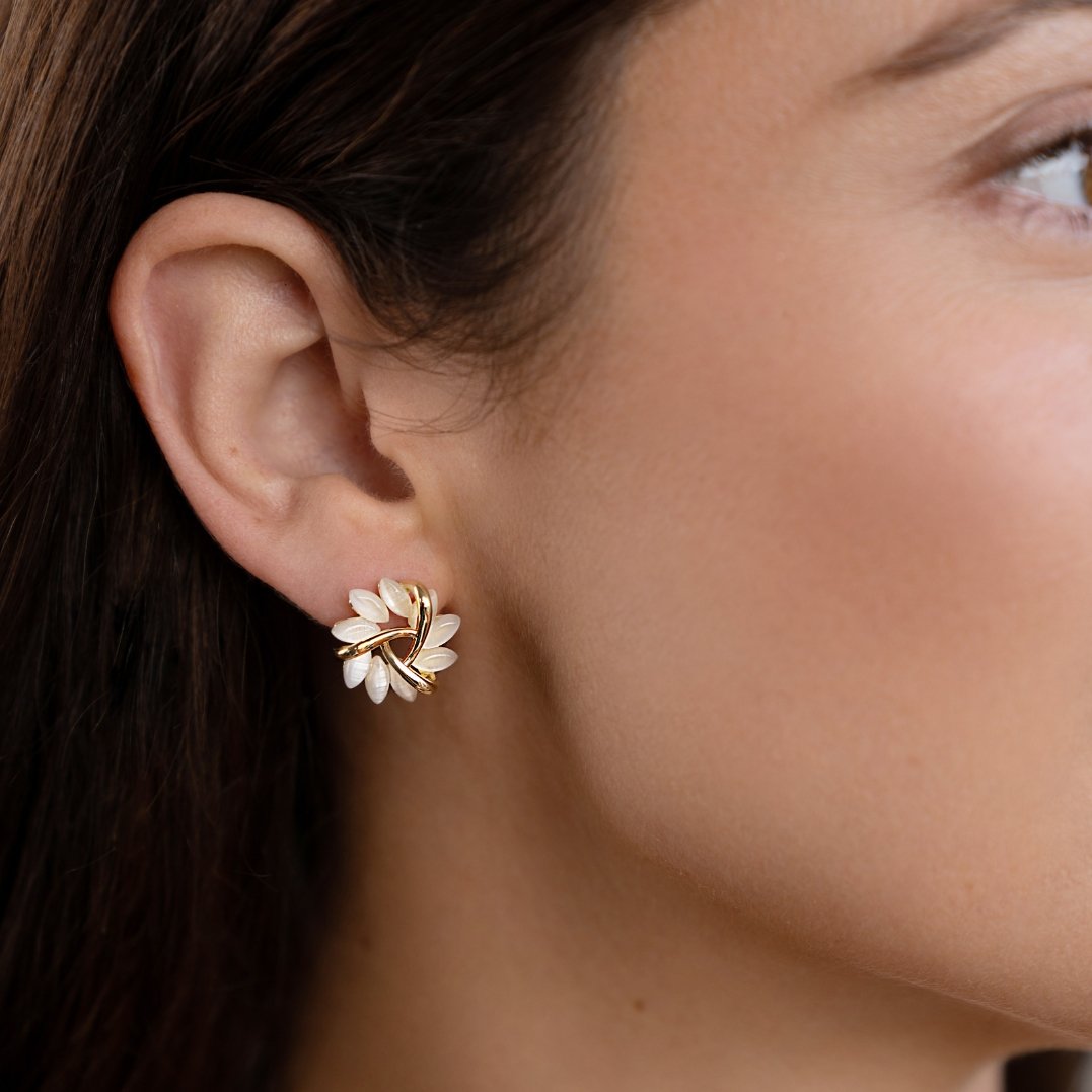 Delia — Opal Petal Gold Earrings