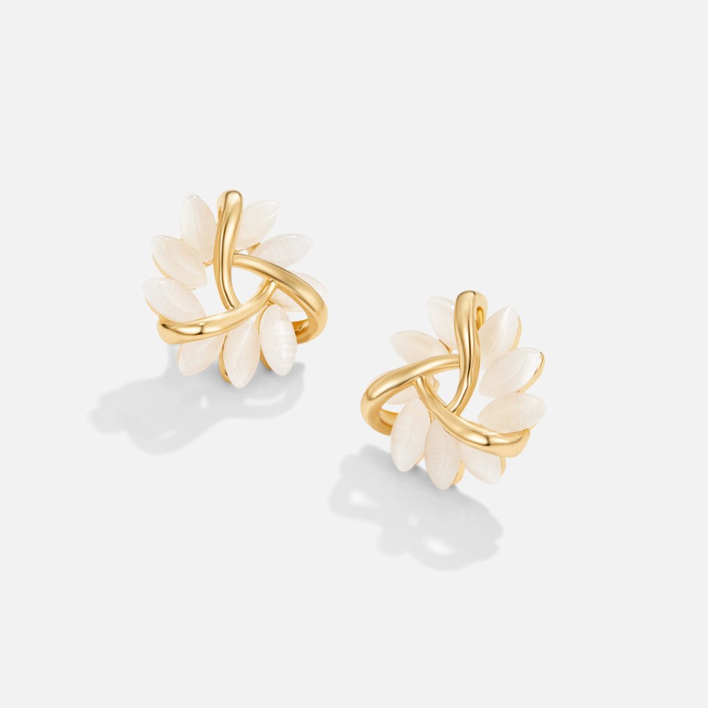 Delia — Opal Petal Gold Earrings