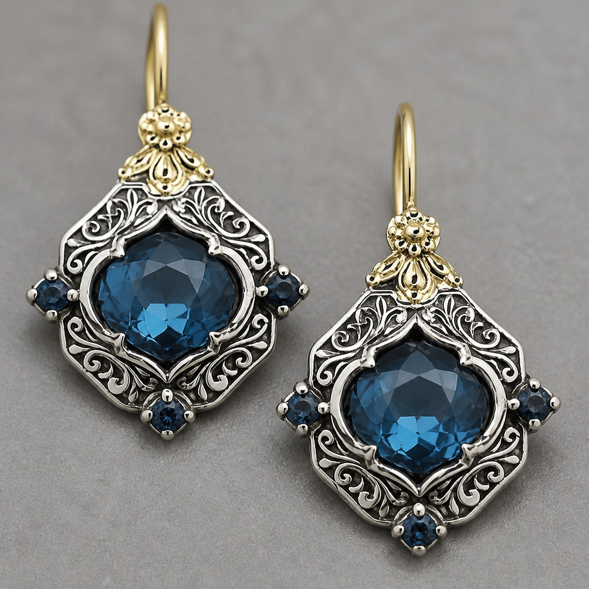 Cindy — Blue Crystal Drop Earrings