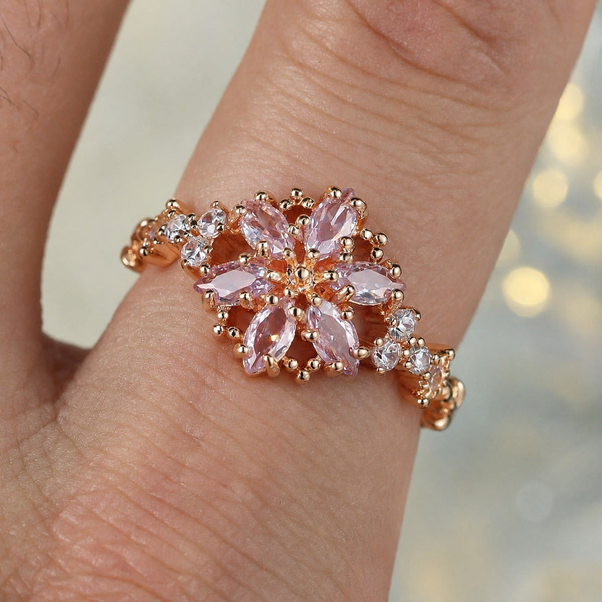 Bonnie — Golden Petal Pink Ring