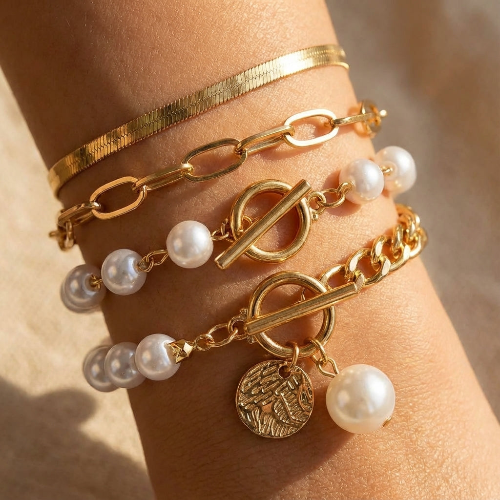 Bonnie — Luxe Layered Pearl Bracelet Set