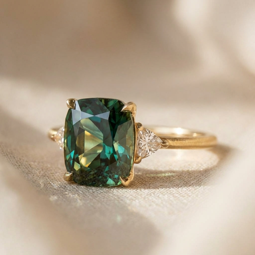 Celia — Vintage-Inspired Green Gemstone Gold Ring