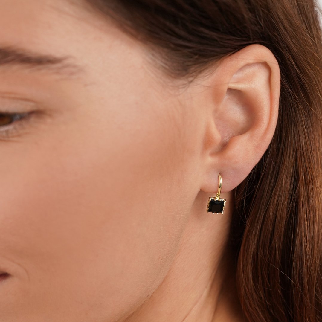 Adriana — Black Crystal Drop Earrings
