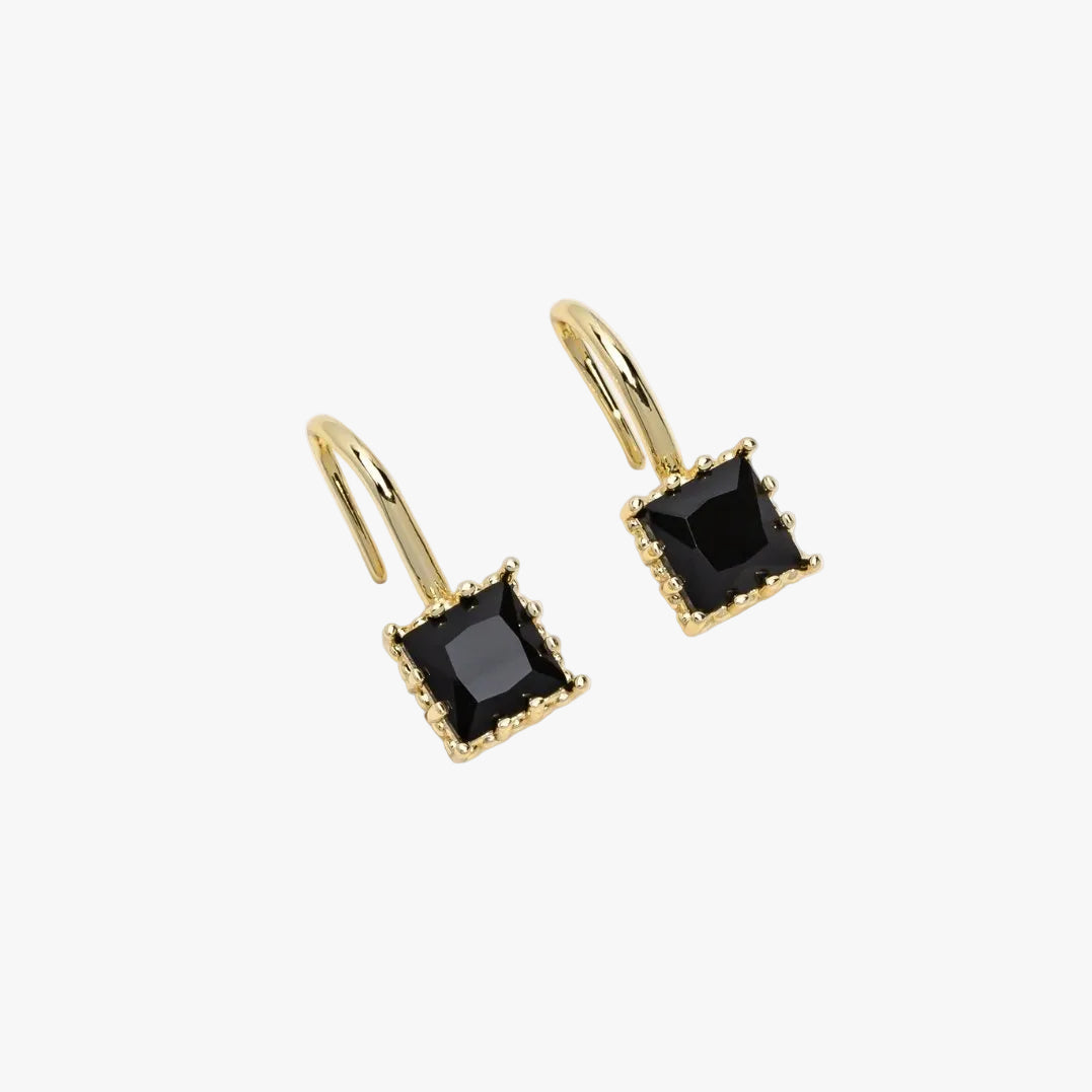 Adriana — Black Crystal Drop Earrings