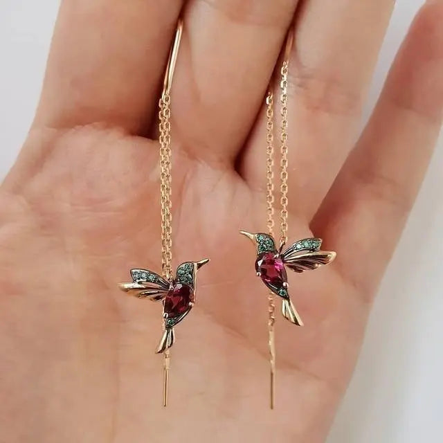 Courtney — Gold-Tone Hummingbird Drop Earrings