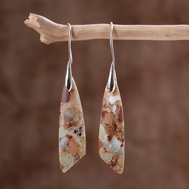 Celestine Silver Jasper Shield Hook Earrings