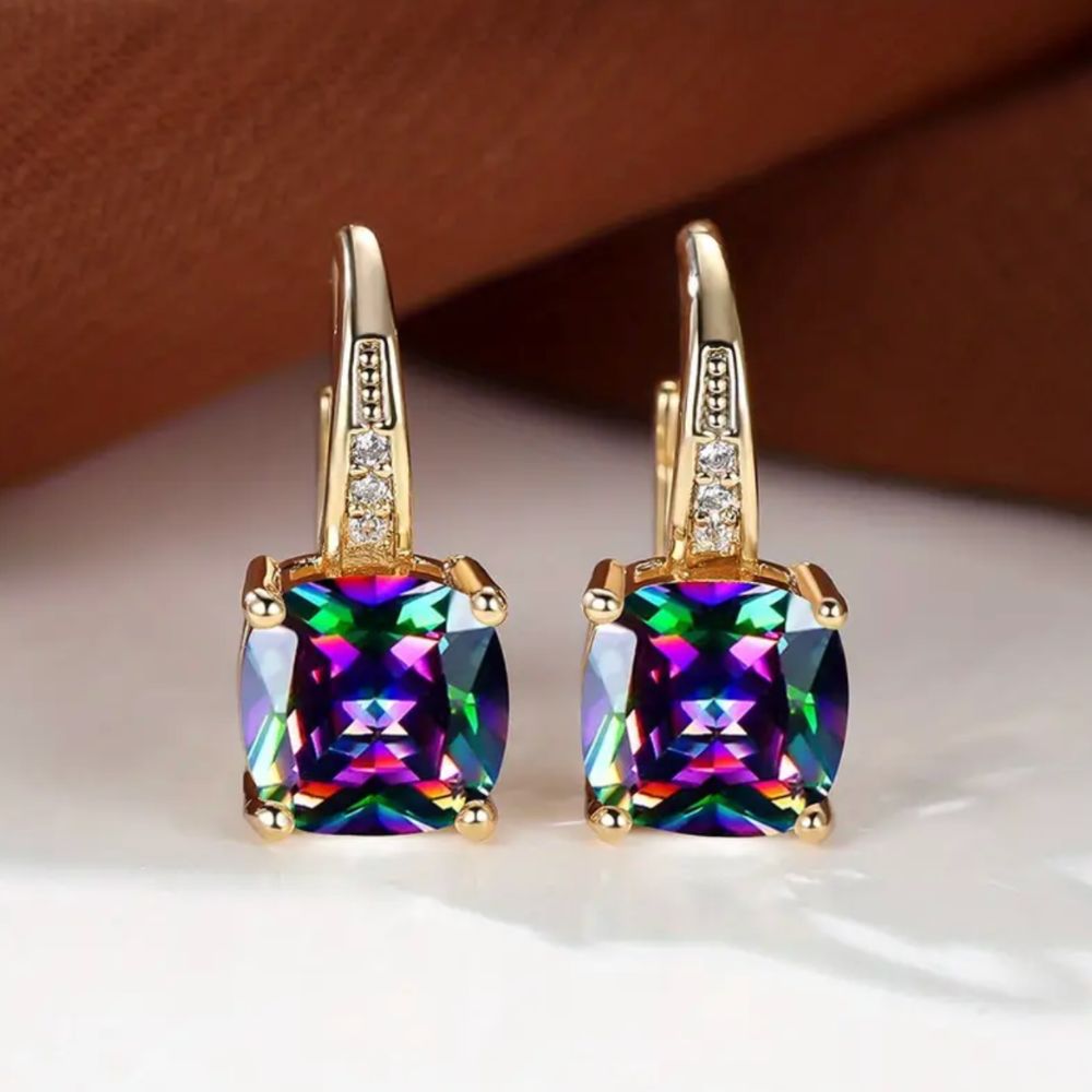 Theodora — Mystic Stone Gold Hoops