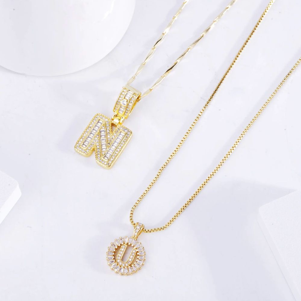 Emmy — Pave Letter Initial Necklace Set