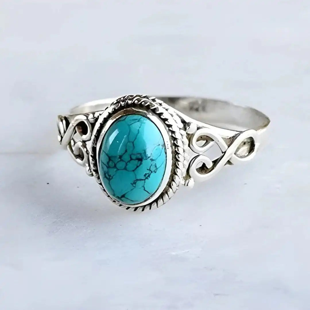Ada — Timeless Silver Oval Turquoise Ring