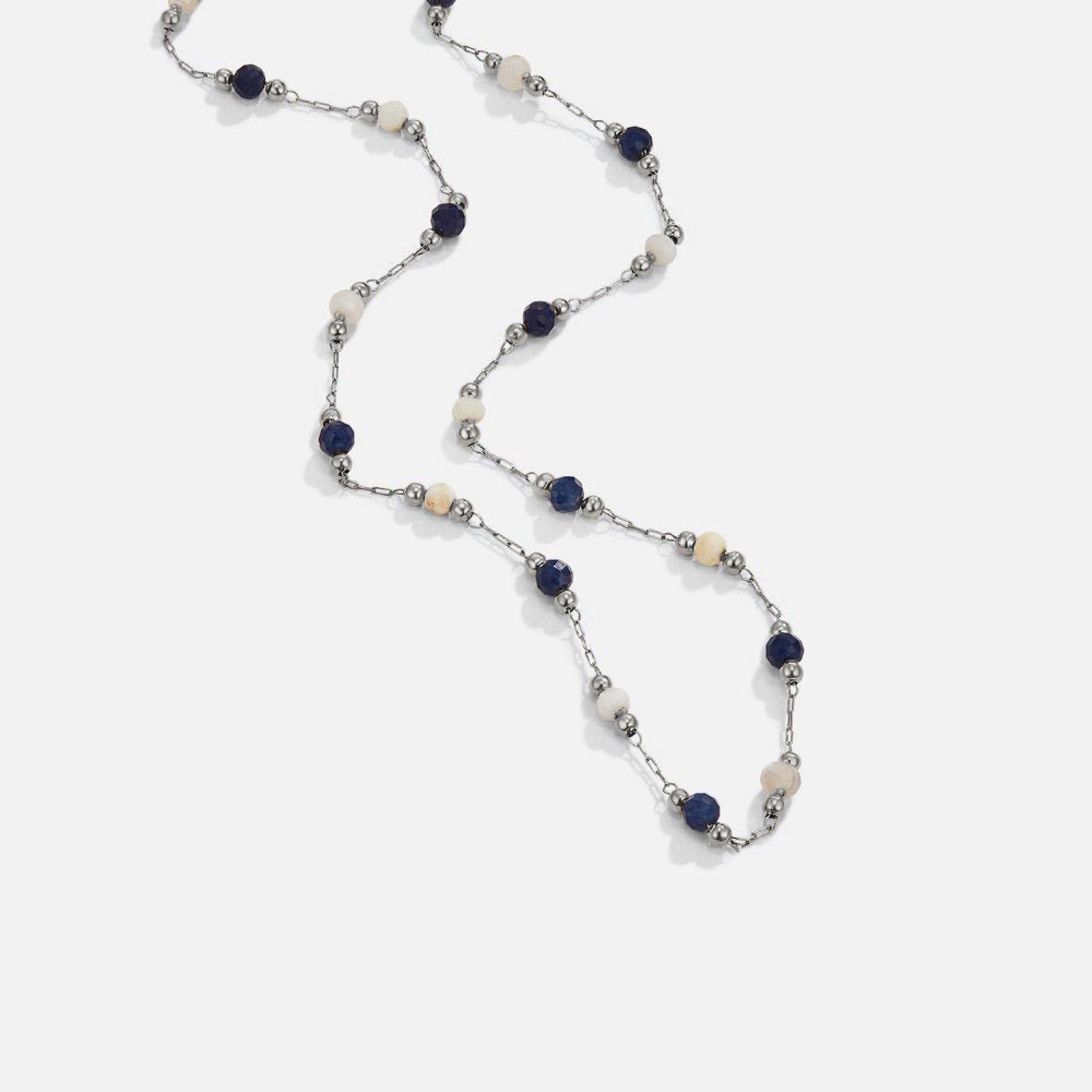 Teresa — Silver Midnight Beaded Necklace
