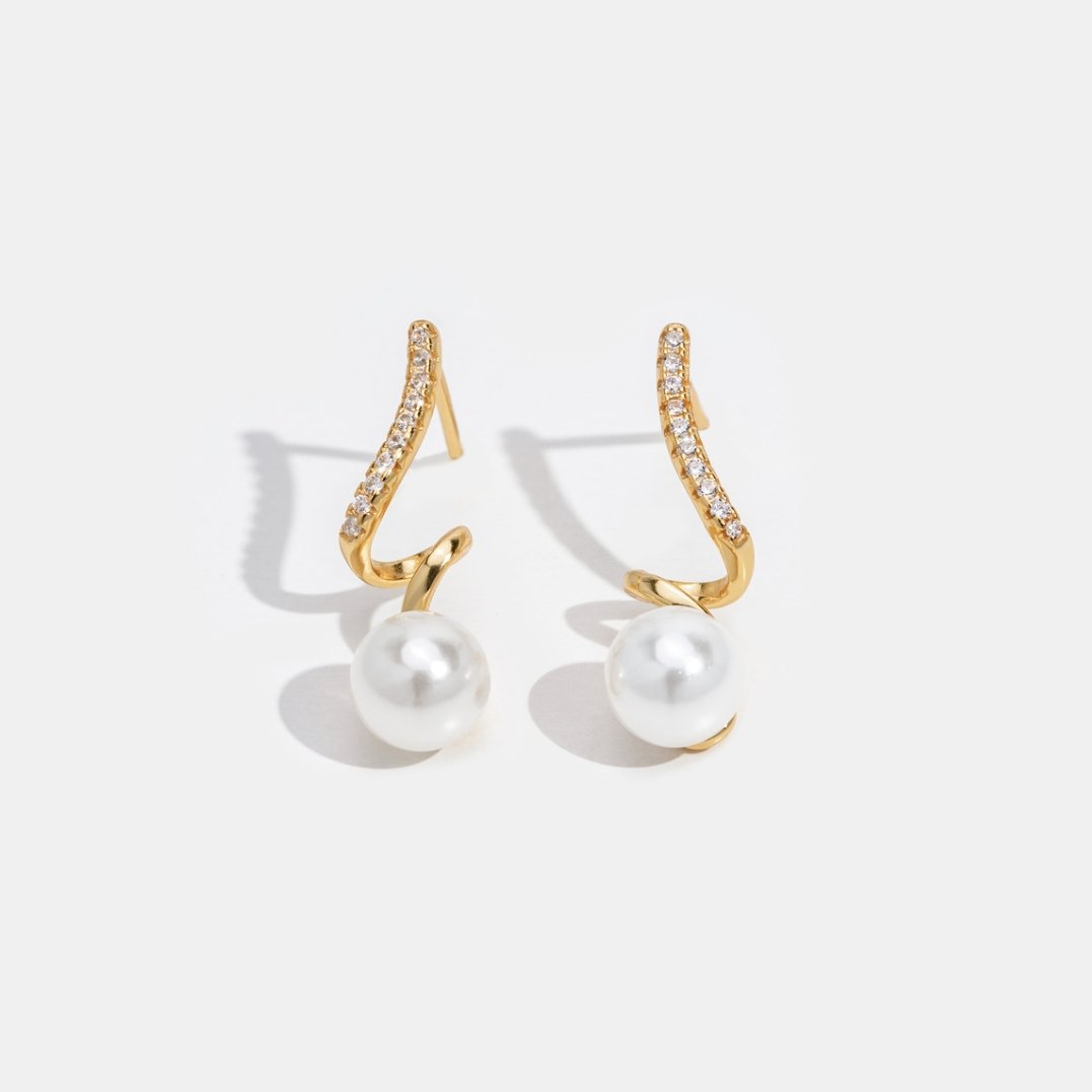 Elspeth — Pearl Wave Earrings