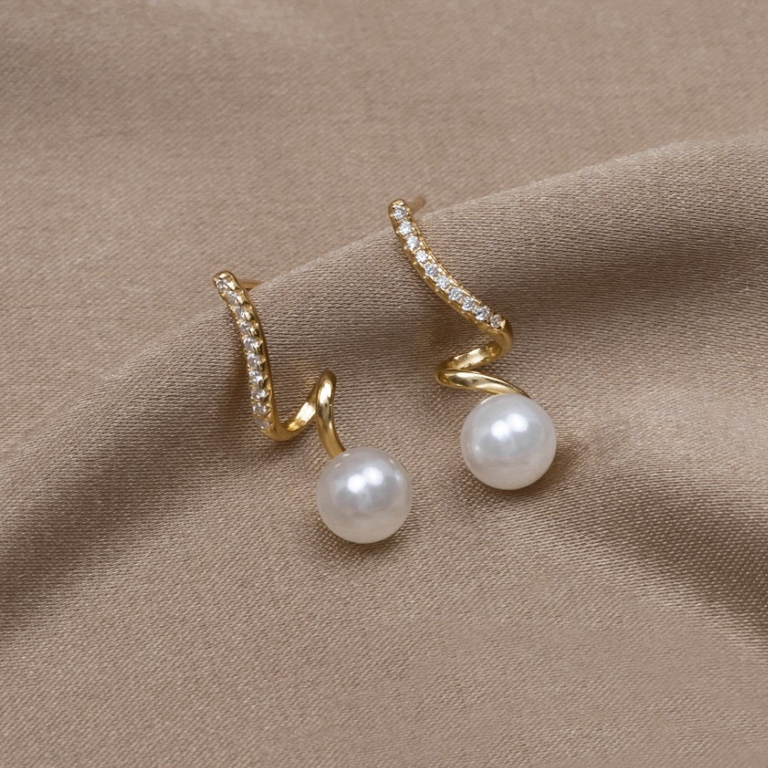 Elspeth — Pearl Wave Earrings