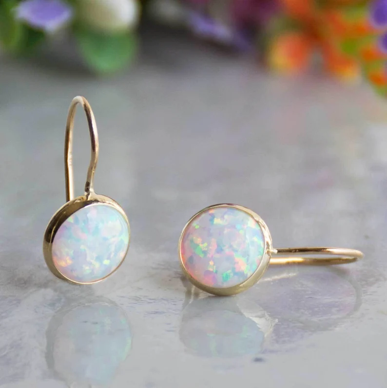 Ophelia — Opal Glow Gold Drop Earrings