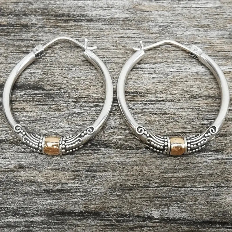 Claudette — Engraved Silver Vintage Hoops