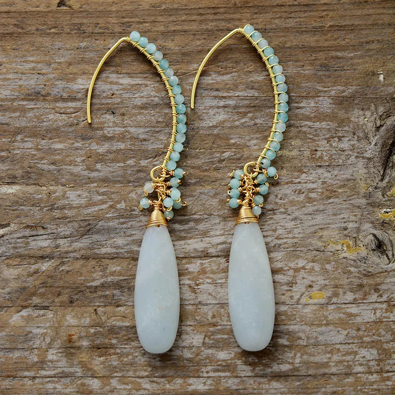 Amaris Amazonite Wire Drop Earrings