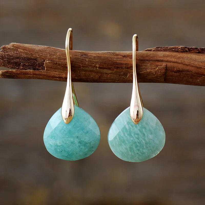 Alina Amazonite Gold Drop Earrings