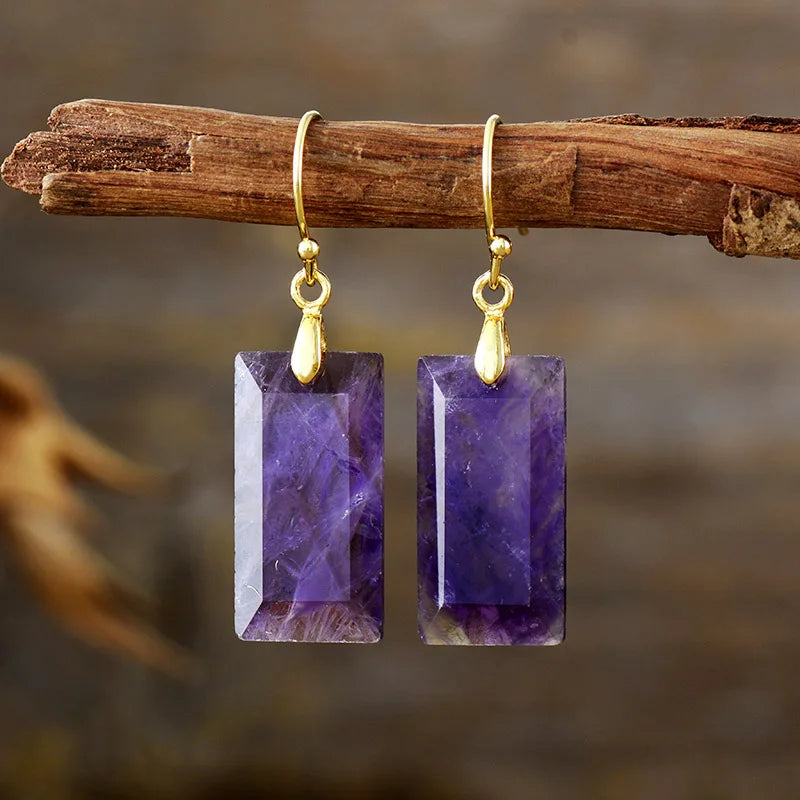 Lunara Moonlit Amethyst Gold Earrings