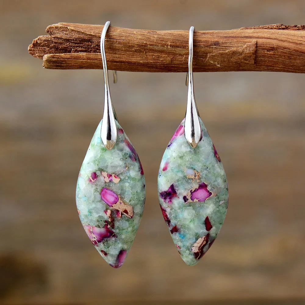 Fia Fuchsite Stone Drop Earrings